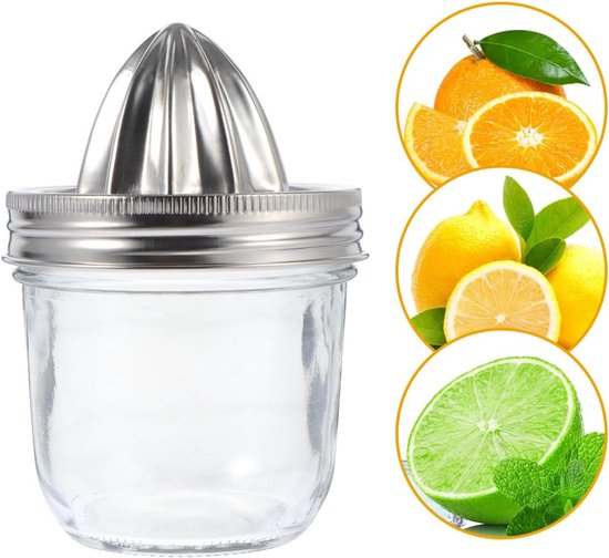Handmatige Citruspers met Glazen Pot en RVS Deksel 280ml