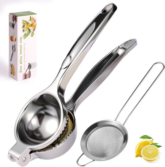 Handmatige Citruspers met Zeef - Roestvrijstalen Citrus Juicer voor Citroen, Limoen en Sinaasappel, Vaatwasserbestendig en Duurzaam