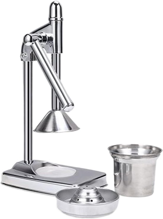 Handmatige Citruspers - Sap Pers - Verse Sappen Maken - Roestvrij Staal - 38 cm Hoog - Zilverkleurig