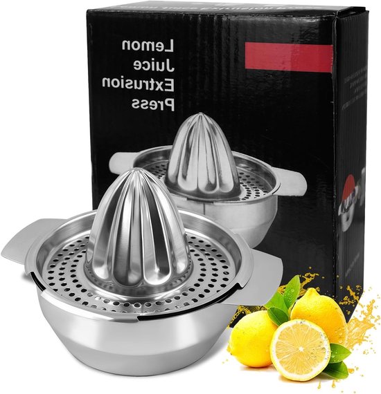 Handmatige citruspers van roestvrij staal, 450 ml, ideaal voor citroenen, limoenen en sinaasappels, vaatwasmachinebestendig, perfect voor keuken en bar
