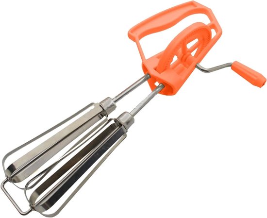 Handmatige Eierklopper - Handslingermixer Keukengereedschap - Beslag Mengen - Dubbele Mengkoppen - 25 cm - Oranje van Merkloos