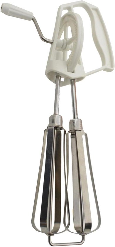 Handmatige Eierklopper - Handslingermixer Keukengereedschap - Beslag Mengen - Dubbele Mengkoppen - 25x67 cm - Wit van Merkloos