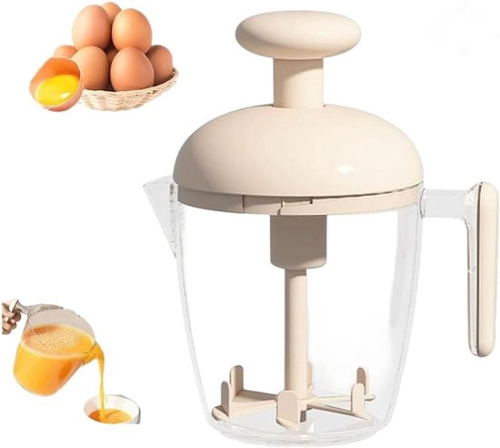 Handmatige Eierklopper - Keuken Mixer - Beslag Mengen - Roterende Crank - 20 x 15 cm - Wit