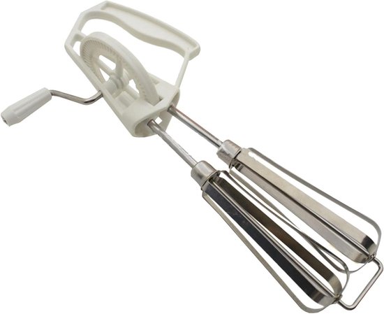 Handmatige Eierklopper - Keukenmixer - Beslag Roeren - Twee Mengkoppen - 20 cm - Wit