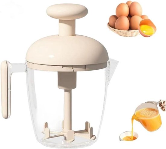 Handmatige Eierklopper - Keukenmixer Roerder - Mengen Beslag - Verbeterd Ontwerp - 20 x 14 x 10 cm - Wit