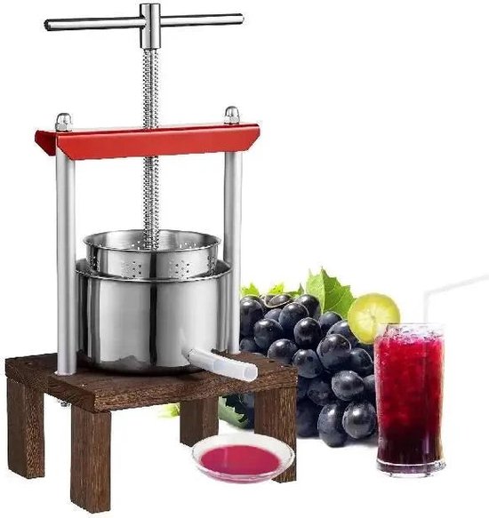 Handmatige fruitpers - 2L - Sapcentrifuge - Roestvrij Staal - Fruit Tinctuur Wijn Olijven Pers Keukenmachine - Zilver van Fengdascheng