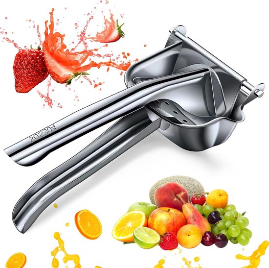 Handmatige Fruitpers - Citrus Pers - Vers Sap Maken - Duurzaam Roestvrij Staal - 22 x 11 cm - Metallic Zilver