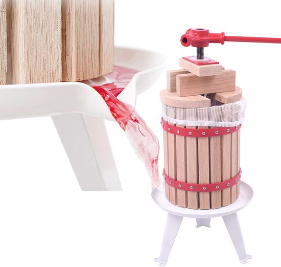 Handmatige Fruitpers - Handmatige Wijnpers - Sappers - Incl. Persdoek &Drukplaat - voor vers fruit, familiebijeenkomsten,Wijnmaken - 6L