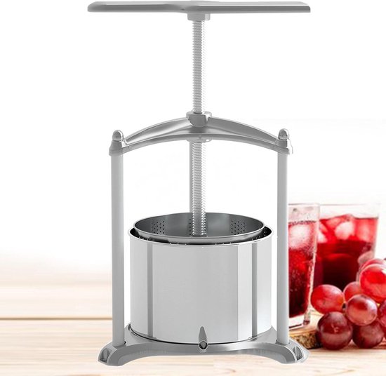 Handmatige Fruitpers - Sapcentrifuge Ciderpers - Sap Maken - Handperstechnologie - 3L - Zilver