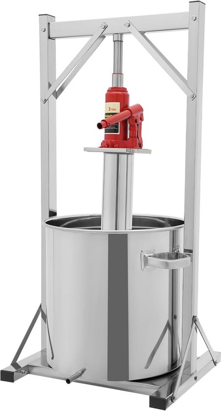 Handmatige Fruitpers - Sapmachine voor Appels, Cider, Wijn en Olijfolie - 36 Liter - Roestvrij Staal - 3 Ton Druk van Merkloos