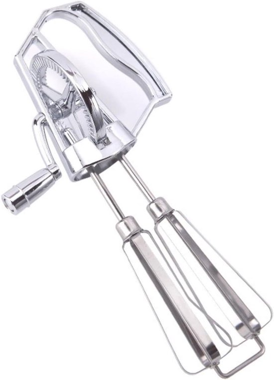 Handmatige Garde - Eierklopper Melkopschuimer - Bakken en Klutsen - Dubbele RVS Kloppers - 31 cm - Zilver