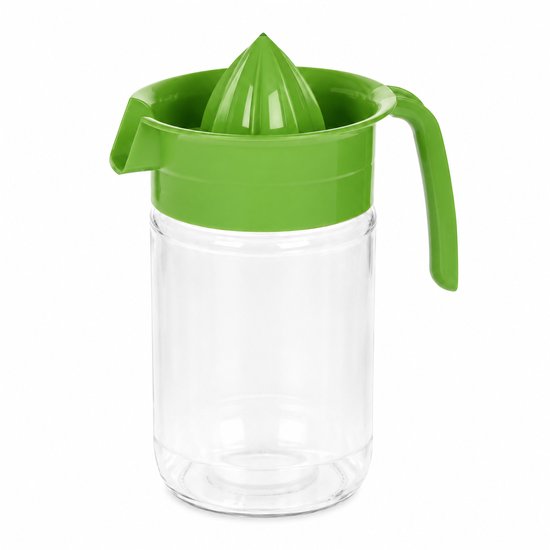 Handmatige Glazen Citruspers 660 ml – Transparante Sinaasappelpers & Citroenpers – Met Kan, Handvat en Schenktuit – Ø 10 x 19 cm