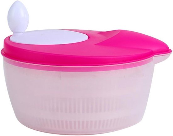 Handmatige groenteslinger - Saladecentrifuge Keukenhulp - Salades Maken - Dubbellaags Ontwerp - 27x21cm - Roze
