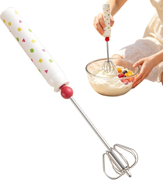 Handmatige Handmixer - Drankroerder Garde - Moeiteloos Bakken - Halfautomatisch Mechanisme - 31 cm Lengte - Zilver