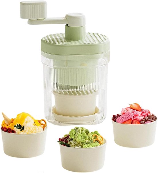 Handmatige IJsmachine - IJshakmolen Slushmaker - Desserts Maken - Roestvrijstalen Messen - 14 x 14 x 24 cm - Wit