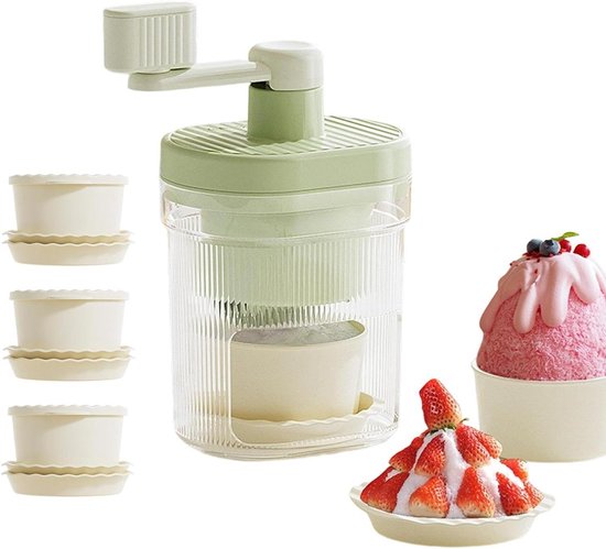 Handmatige IJsmachine - Schaafijsmachine Slushie Maker - Desserts Maken - Roestvrijstalen Messen - 23 cm Hoog - Wit