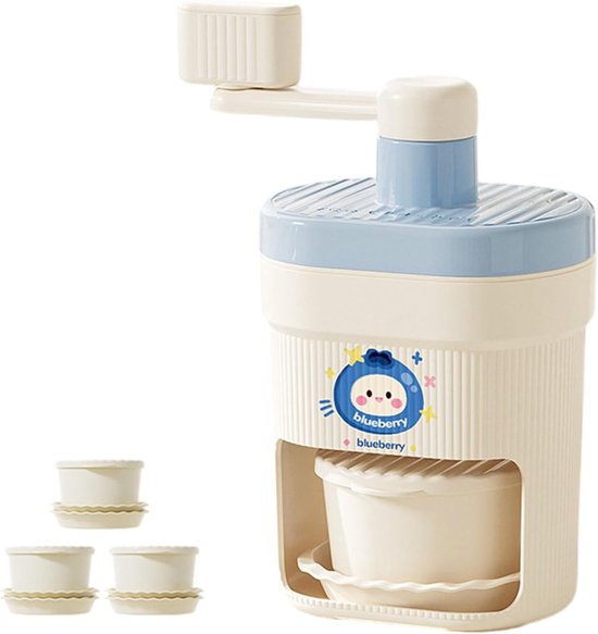 Handmatige ijsscheermachine met handslinger, sneeuwkegelmaker voor crushed en geschoren ijs, op het aanrecht te plaatsen voor drankjes, desserts en feesten（blauw）