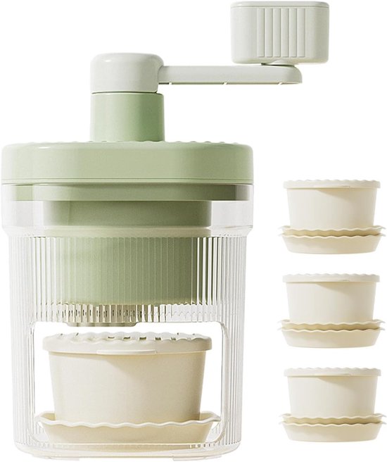 Handmatige ijsscheermachine met handslinger, sneeuwkegelmaker voor crushed en geschoren ijs, op het aanrecht te plaatsen voor drankjes, desserts en feesten（groente）