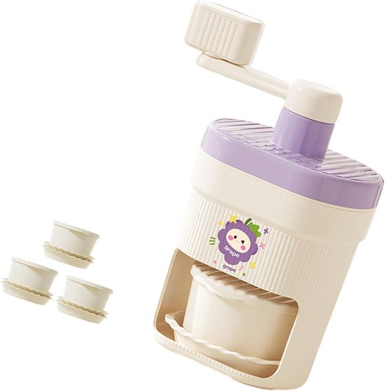 Handmatige ijsscheermachine met handslinger, sneeuwkegelmaker voor crushed en geschoren ijs, op het aanrecht te plaatsen voor drankjes, desserts en feesten（Paars）