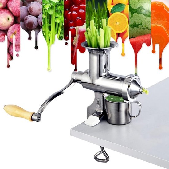 Handmatige Juicer - Roestvrij Staal - Sap Maken - Pulp Controle - 32x20x12 cm - Zilver