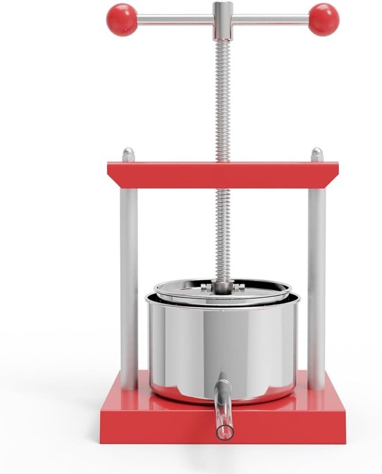 Handmatige Juicer voor 3 Liter, Perfect voor Tincturen, Kaas, Kruidensappen en Olijfolie, RVS en IJzer, Ideaal voor Fruit, Cider en Wijn
