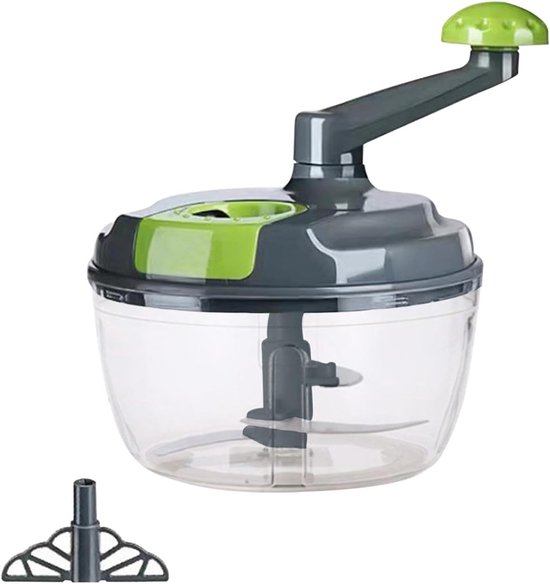 Handmatige Keukenmachine - Groente Hakker - Snel Ingrediënten Snijden - Inklapbare Handgreep - Compact Ontwerp - Grijs