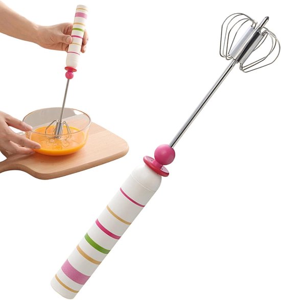 Handmatige Mixer - Eierklopper Opschuimer - Moeiteloos Bakken - Semi-automatische Rotatie - 31 cm Lengte - Zilver