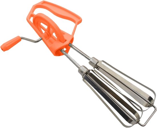 Handmatige Mixer - Keuken Ruitenbeater - Snel Ingrediënten Mengen - 2 Verwisselbare Koppen - 25 x 67 cm - Oranje