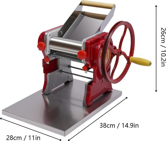 Handmatige Noodle en Pastamachine - Dumpling Wrapper Machine - Roestvrijstalen Pastamaker - Spaghetti Deegroller - Keukenapparaat voor Thuisgebruik van Whoopr®