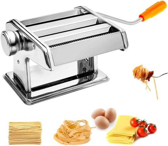Handmatige pastamachine, 6 verstelbare diktes, pastamachine van roestvrij staal, handzwengel verse pastamachine voor spaghetti, lasagne (B)