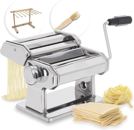 Handmatige pastamachine - 7 deegdiktes voor lasagne spaghetti fettuccine - inclusief pastadroger en reinigingsborstel - roestvrijstalen pastamachine pastegmachine