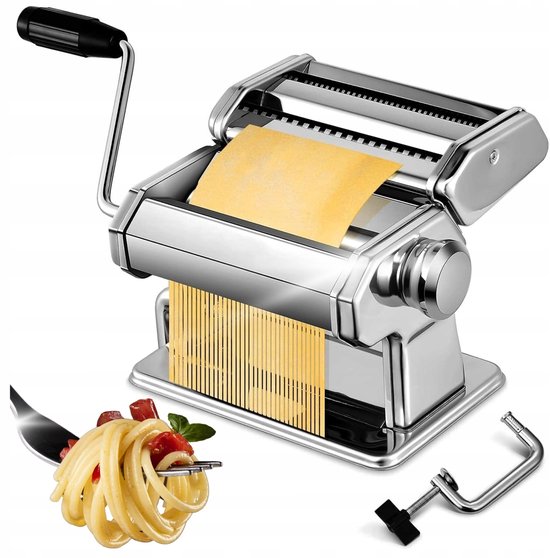 Handmatige pastamachine & deegroller 150mm, 9 standaards, RVS