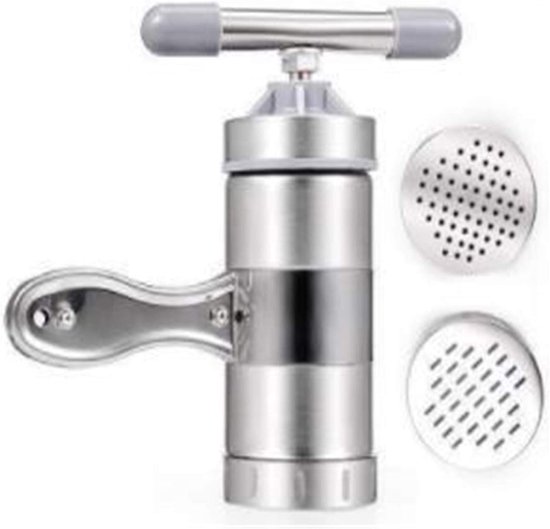 Handmatige Pastamachine - Noodle Maker - Zelf Pasta Maken - Met 5 Vormen - 17.5 cm - Zilver
