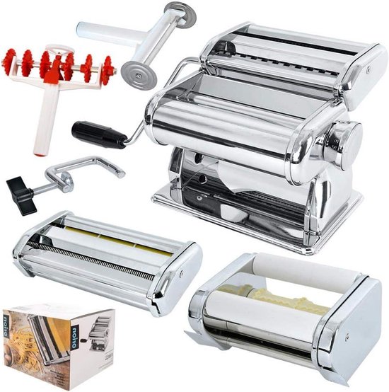 Handmatige Pastamachine - Pastamaker Ravioli Maker - Zelf Pasta Maken - 9 Deegdiktes Instelbaar - Inclusief Ravioli Maker - Roestvrij Staal