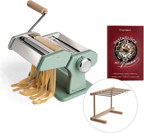 Handmatige pastamachine - Pastamaker - Verse pasta bereiden - 9 deegdiktes - Inclusief pastadroger - Muntgroen