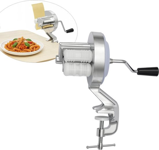Handmatige pastamachine - Pastamaker - Zelfgemaakte pasta - Robuuste aluminiumlegering - Tot 5 cm - Zilver