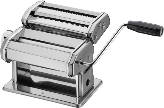 Handmatige pastamachine, roestvrij staal, 19,5 x 12,5 x 12,5 cm, 9 deegniveaus, ideaal voor deegplaten, smalle en brede pasta