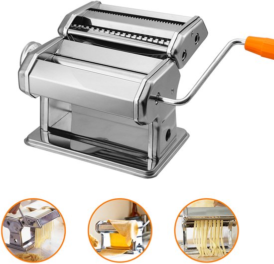 Handmatige pastamachine roestvrij staal, instelbare dikte, voor tagliatelle en fettuccine, voor dagelijks gebruik van Merkloos