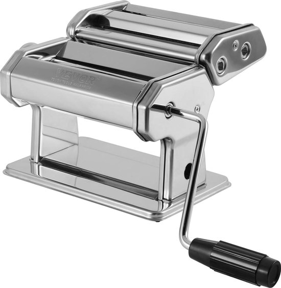 Handmatige pastamachine roestvrij staal Italiaanse verse pastamachine 9 diktes 03-3 mm breedte 15/66 mm borstel en zwengel inbegrepen voor spaghetti verpakking van knoedels en ravioli - VEVOR pasta roller van Vevor