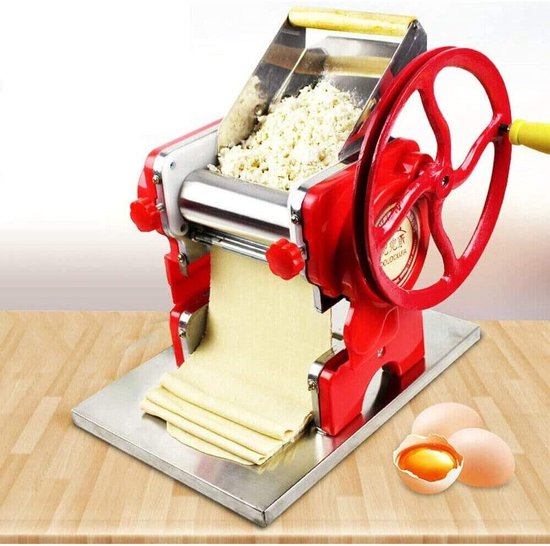 Handmatige pastamachine, roestvrij staal, pastasdikte, 0,5-5 mm, rol en cutter van roestvrij staal, voor pasta, spaghetti, fettuccine, lasagna
