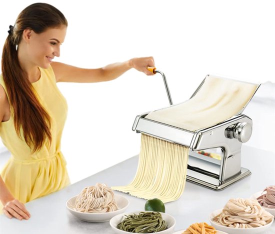 handmatige pastamachine, roestvrijstalen pastasnijder met instelknop voor meerdere dikte-instellingen voor spaghetti noedels lasagne beste pastamachine noodle machine