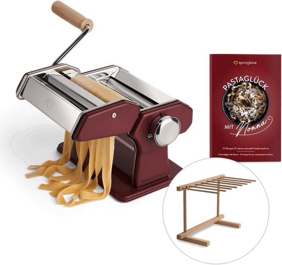 Handmatige Pastamachine RVS met Pastadroogrek en 3 Opzetstukken van Merkloos