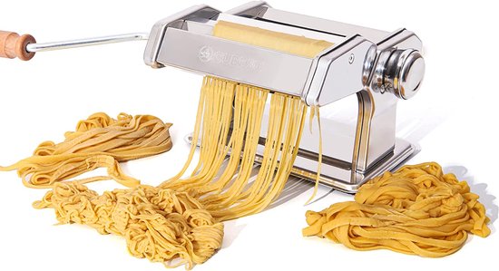 Handmatige Pastamachine - RVS Pastamachine met Houten Handvat - Pastamachine voor Lasagne, Ravioli, Spaghetti, Tagliatelle & Co. - Pastamachine van Masterpro