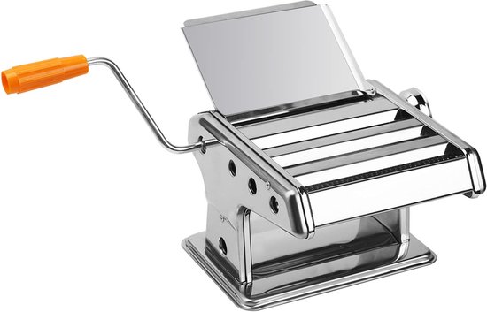 Handmatige pastamachine van roestvrij staal, 6 instelbare niveaus Pastamachine 2 mm/4,5 mm/8 mm voor spagna, fettuccine, lasagne, zilver van Merkloos