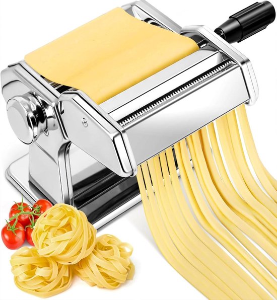 Handmatige pastamachine van roestvrij staal 9 instellingen voor verse pasta - inclusief spaghetti, lasagne, tagliolini en fettuccine - met zwengel en antislip onderkant - handleiding (mogelijk niet beschikbaar in het . van Marcato