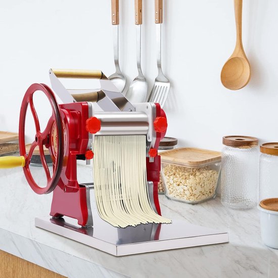 Handmatige pastamachine van roestvrij staal voor verse pasta, deegmachine voor 5-10 personen, instelbare dikte 0,5-5 mm