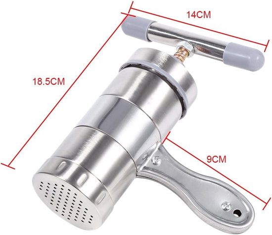 Handmatige Pastamaker van RVS, Draagbare Noodle Press, Pastamaker met 5 Vormen voor Thuisgebruik en Keukenaccessoires