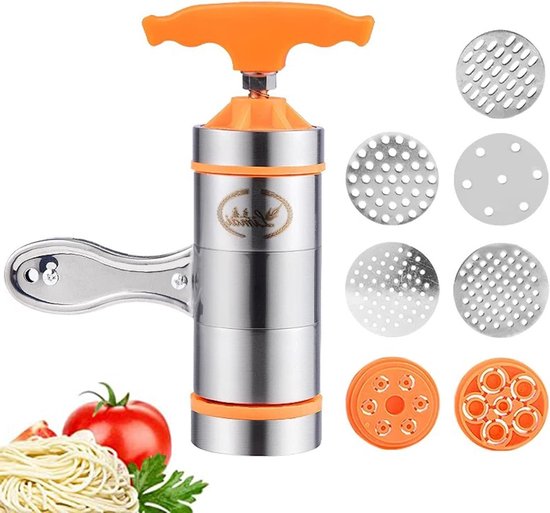 Handmatige Pastamaker van RVS voor Verse Pasta, Lasagne en 7 Vormen - Compacte en Duurzame Keukenaccessoire