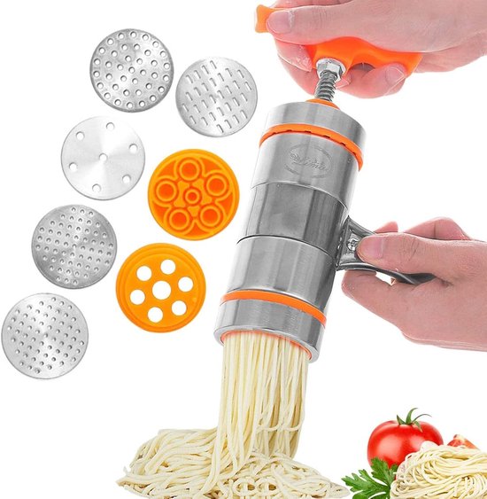 Handmatige RVS Pastamaker met 7 Mallen voor Verse Noodles en Pasta Bereiding