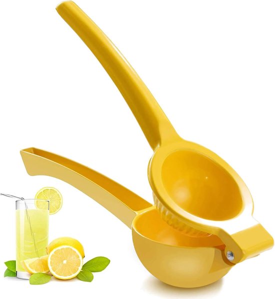 Handmatige sapcentrifuge / Citrus- & citroenpers — Fruitpers & limoenpers (metalen uitvoering) — Professionele handmatige sapcentrifuge / Keukenhulp (geel) van Merkloos